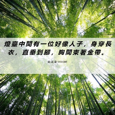 Picture 06 - 启 示 录 1:13 CUVT - 燈 臺 中 間 有 一 位 好 像 人 子 ， - Bible Verse Picture