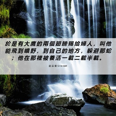 Picture 06 - 启 示 录 12:14 CUVT - 於 是 有 大 鷹 的 兩 個 翅 膀 賜 給 - Bible Verse Picture