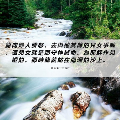 Picture 06 - 启 示 录 12:17 CUVT - 龍 向 婦 人 發 怒 ， 去 與 他 其 餘 - Bible Verse Picture