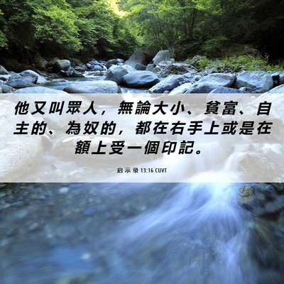 Picture 06 - 启 示 录 13:16 CUVT - 他 又 叫 眾 人 ， 無 論 大 小 、 貧 - Bible Verse Picture