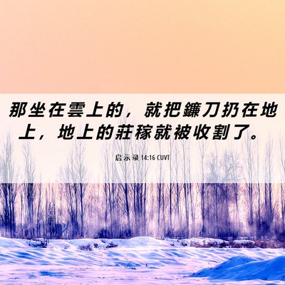 Picture 06 - 启 示 录 14:16 CUVT - 那 坐 在 雲 上 的 ， 就 把 鐮 刀 扔 - Bible Verse Picture
