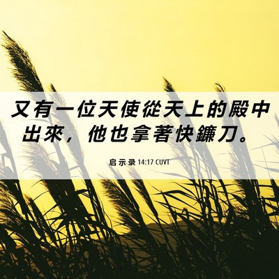 Picture 06 - 启 示 录 14:17 CUVT - 又 有 一 位 天 使 從 天 上 的 殿 中 - Bible Verse Picture