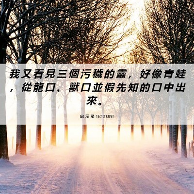 Picture 06 - 启 示 录 16:13 CUVT - 我 又 看 見 三 個 污 穢 的 靈 ， 好 - Bible Verse Picture