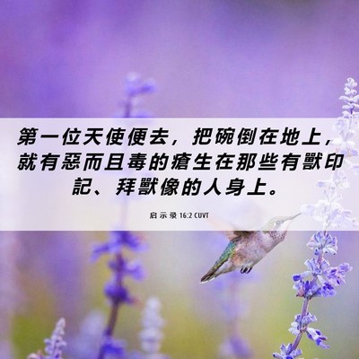 Picture 06 - 启 示 录 16:2 CUVT - 第 一 位 天 使 便 去 ， 把 碗 倒 在 - Bible Verse Picture