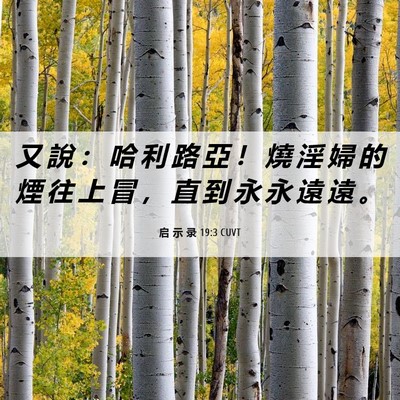 Picture 06 - 启 示 录 19:3 CUVT - 又 說 ： 哈 利 路 亞 ！ 燒 淫 婦 的 - Bible Verse Picture