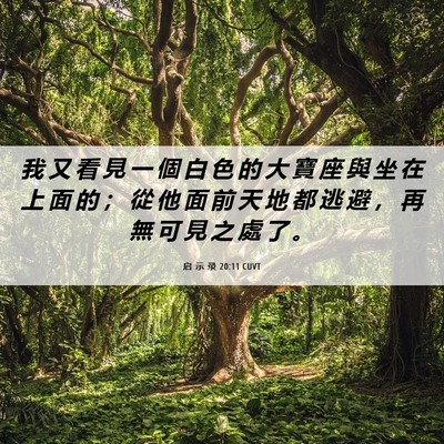 Picture 06 - 启 示 录 20:11 CUVT - 我 又 看 見 一 個 白 色 的 大 寶 座 - Bible Verse Picture
