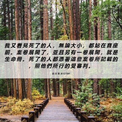 Picture 06 - 启 示 录 20:12 CUVT - 我 又 看 見 死 了 的 人 ， 無 論 大 - Bible Verse Picture