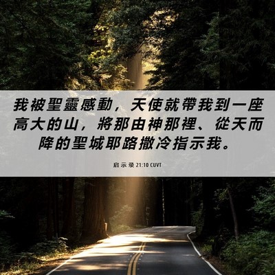 Picture 06 - 启 示 录 21:10 CUVT - 我 被 聖 靈 感 動 ， 天 使 就 帶 我 - Bible Verse Picture