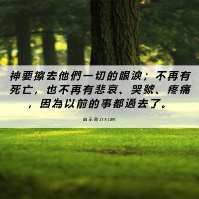 Picture 06 - 启 示 录 21:4 CUVT - 神 要 擦 去 他 們 一 切 的 眼 淚 ； - Bible Verse Picture