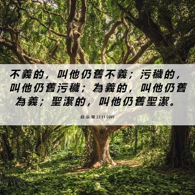 Picture 06 - 启 示 录 22:11 CUVT - 不 義 的 ， 叫 他 仍 舊 不 義 ； 污 - Bible Verse Picture
