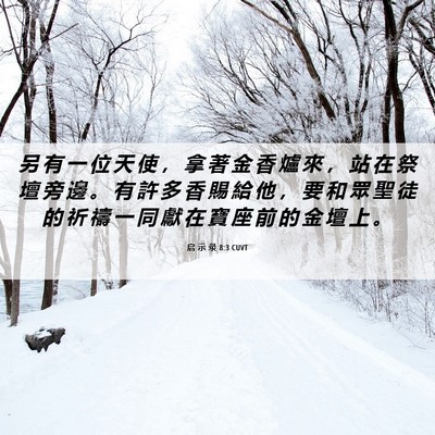 Picture 06 - 启 示 录 8:3 CUVT - 另 有 一 位 天 使 ， 拿 著 金 香 爐 - Bible Verse Picture