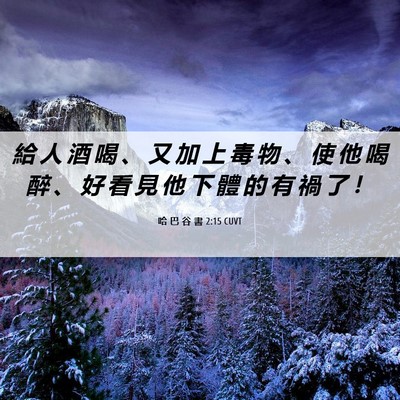 Picture 06 - 哈 巴 谷 書 2:15 CUVT - 給 人 酒 喝 、 又 加 上 毒 物 、 使 - Bible Verse Picture