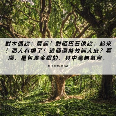 Picture 06 - 哈 巴 谷 書 2:19 CUVT - 對 木 偶 說 ： 醒 起 ！ 對 啞 巴 石 - Bible Verse Picture