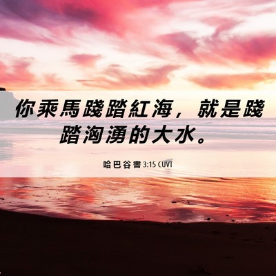 Picture 06 - 哈 巴 谷 書 3:15 CUVT - 你 乘 馬 踐 踏 紅 海 ， 就 是 踐 踏 - Bible Verse Picture