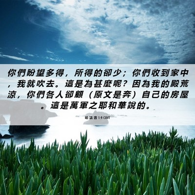Picture 06 - 哈 該 書 1:9 CUVT - 你 們 盼 望 多 得 ， 所 得 的 卻 少 - Bible Verse Picture