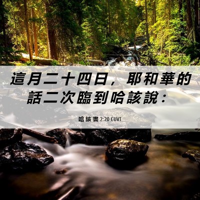 Picture 06 - 哈 該 書 2:20 CUVT - 這 月 二 十 四 日 ， 耶 和 華 的 話 - Bible Verse Picture
