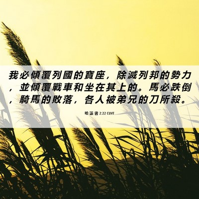 Picture 06 - 哈 該 書 2:22 CUVT - 我 必 傾 覆 列 國 的 寶 座 ， 除 滅 - Bible Verse Picture