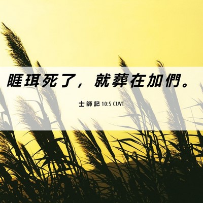 Picture 06 - 士 師 記 10:5 CUVT - 睚 珥 死 了 ， 就 葬 在 加 們 - Bible Verse Picture