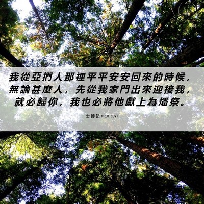 Picture 06 - 士 師 記 11:31 CUVT - 我 從 亞 捫 人 那 裡 平 平 安 安 回 - Bible Verse Picture