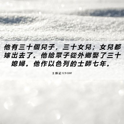 Picture 06 - 士 師 記 12:9 CUVT - 他 有 三 十 個 兒 子 ， 三 十 女 兒 - Bible Verse Picture