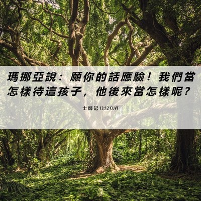 Picture 06 - 士 師 記 13:12 CUVT - 瑪 挪 亞 說 ： 願 你 的 話 應 驗 ！ - Bible Verse Picture