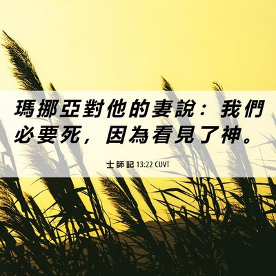 Picture 06 - 士 師 記 13:22 CUVT - 瑪 挪 亞 對 他 的 妻 說 ： 我 們 必 - Bible Verse Picture