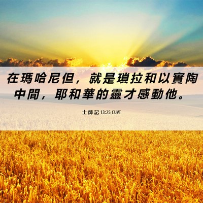Picture 06 - 士 師 記 13:25 CUVT - 在 瑪 哈 尼 但 ， 就 是 瑣 拉 和 以 - Bible Verse Picture