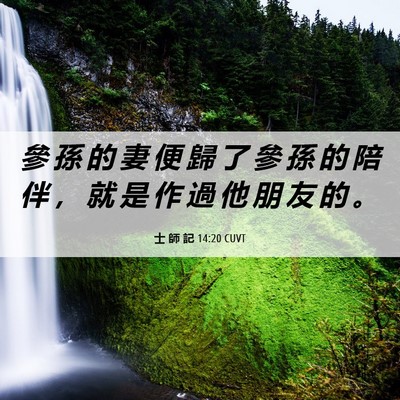 Picture 06 - 士 師 記 14:20 CUVT - 參 孫 的 妻 便 歸 了 參 孫 的 陪 伴 - Bible Verse Picture