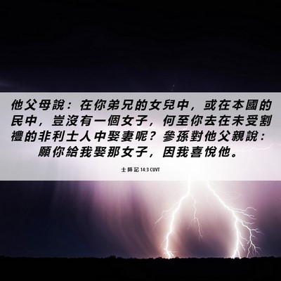 Picture 06 - 士 師 記 14:3 CUVT - 他 父 母 說 ： 在 你 弟 兄 的 女 兒 - Bible Verse Picture