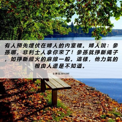 Picture 06 - 士 師 記 16:9 CUVT - 有 人 預 先 埋 伏 在 婦 人 的 內 室 - Bible Verse Picture