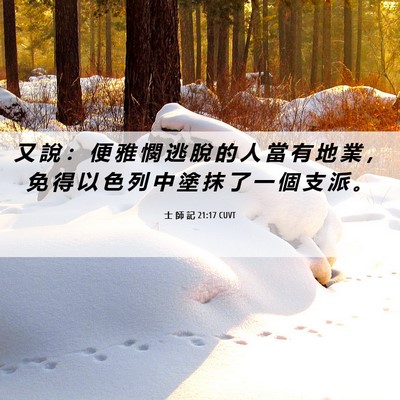 Picture 06 - 士 師 記 21:17 CUVT - 又 說 ： 便 雅 憫 逃 脫 的 人 當 有 - Bible Verse Picture