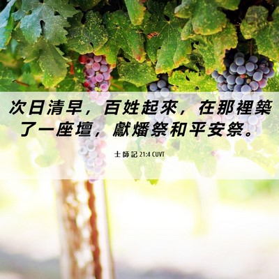 Picture 06 - 士 師 記 21:4 CUVT - 次 日 清 早 ， 百 姓 起 來 ， 在 那 - Bible Verse Picture