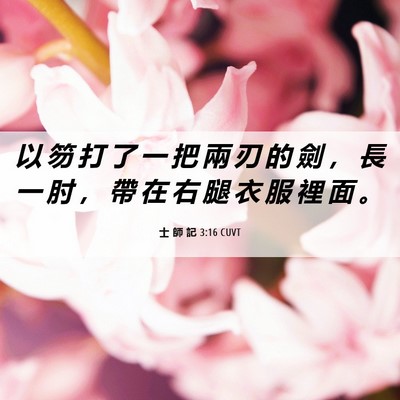 Picture 06 - 士 師 記 3:16 CUVT - 以 笏 打 了 一 把 兩 刃 的 劍 ， 長 - Bible Verse Picture