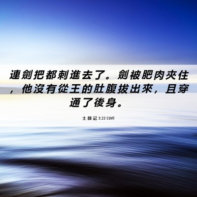 Picture 06 - 士 師 記 3:22 CUVT - 連 劍 把 都 刺 進 去 了 。 劍 被 肥 - Bible Verse Picture