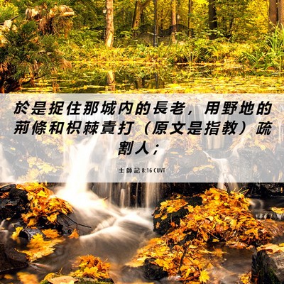 Picture 06 - 士 師 記 8:16 CUVT - 於 是 捉 住 那 城 內 的 長 老 ， 用 - Bible Verse Picture