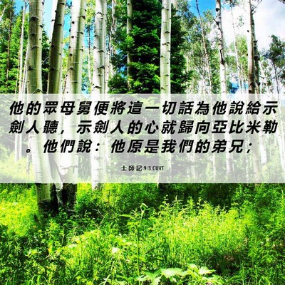 Picture 06 - 士 師 記 9:3 CUVT - 他 的 眾 母 舅 便 將 這 一 切 話 為 - Bible Verse Picture