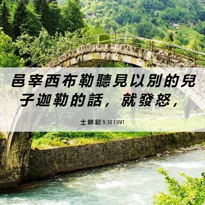 Picture 06 - 士 師 記 9:30 CUVT - 邑 宰 西 布 勒 聽 見 以 別 的 兒 子 - Bible Verse Picture