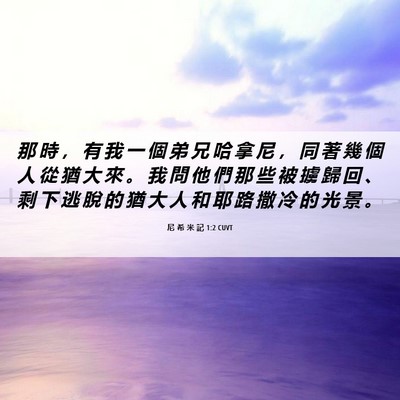 Picture 06 - 尼 希 米 記 1:2 CUVT - 那 時 ， 有 我 一 個 弟 兄 哈 拿 尼 - Bible Verse Picture