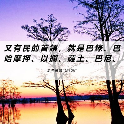Picture 06 - 尼 希 米 記 10:14 CUVT - 又 有 民 的 首 領 ， 就 是 巴 錄 、 - Bible Verse Picture
