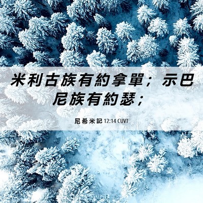 Picture 06 - 尼 希 米 記 12:14 CUVT - 米 利 古 族 有 約 拿 單 ； 示 巴 尼 - Bible Verse Picture