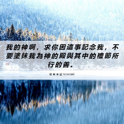 Picture 06 - 尼 希 米 記 13:14 CUVT - 我 的 神 啊 ， 求 你 因 這 事 記 念 - Bible Verse Picture