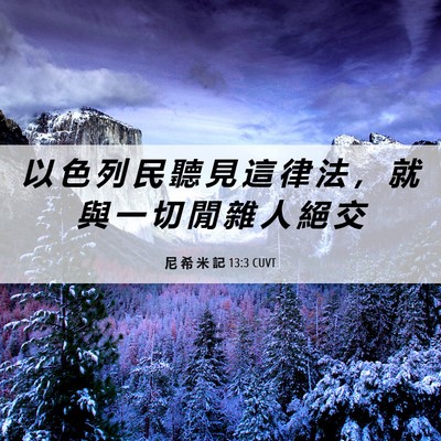Picture 06 - 尼 希 米 記 13:3 CUVT - 以 色 列 民 聽 見 這 律 法 ， 就 與 - Bible Verse Picture