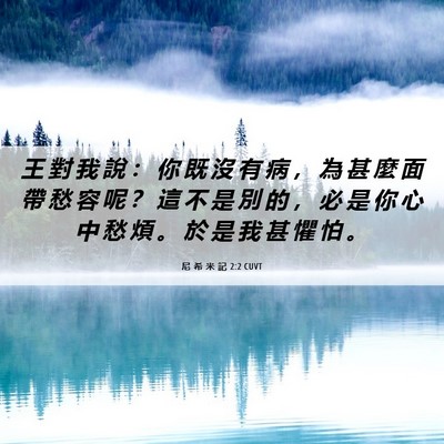Picture 06 - 尼 希 米 記 2:2 CUVT - 王 對 我 說 ： 你 既 沒 有 病 ， 為 - Bible Verse Picture