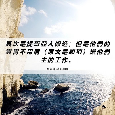 Picture 06 - 尼 希 米 記 3:5 CUVT - 其 次 是 提 哥 亞 人 修 造 ； 但 是 - Bible Verse Picture