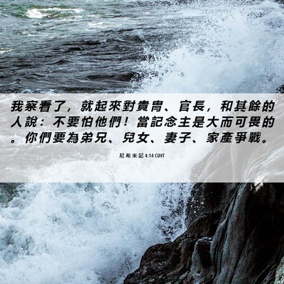 Picture 06 - 尼 希 米 記 4:14 CUVT - 我 察 看 了 ， 就 起 來 對 貴 冑 、 - Bible Verse Picture
