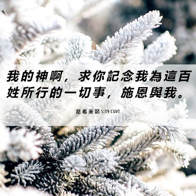 Picture 06 - 尼 希 米 記 5:19 CUVT - 我 的 神 啊 ， 求 你 記 念 我 為 這 - Bible Verse Picture