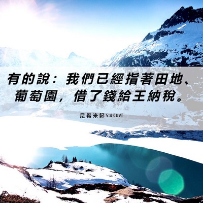 Picture 06 - 尼 希 米 記 5:4 CUVT - 有 的 說 ： 我 們 已 經 指 著 田 地 - Bible Verse Picture
