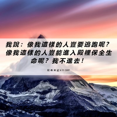 Picture 06 - 尼 希 米 記 6:11 CUVT - 我 說 ： 像 我 這 樣 的 人 豈 要 逃 - Bible Verse Picture
