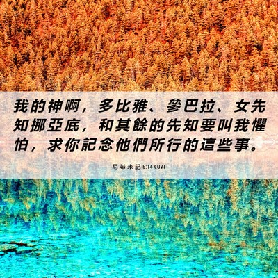 Picture 06 - 尼 希 米 記 6:14 CUVT - 我 的 神 啊 ， 多 比 雅 、 參 巴 拉 - Bible Verse Picture