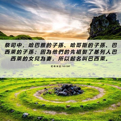 Picture 06 - 尼 希 米 記 7:63 CUVT - 祭 司 中 ， 哈 巴 雅 的 子 孫 、 哈 - Bible Verse Picture